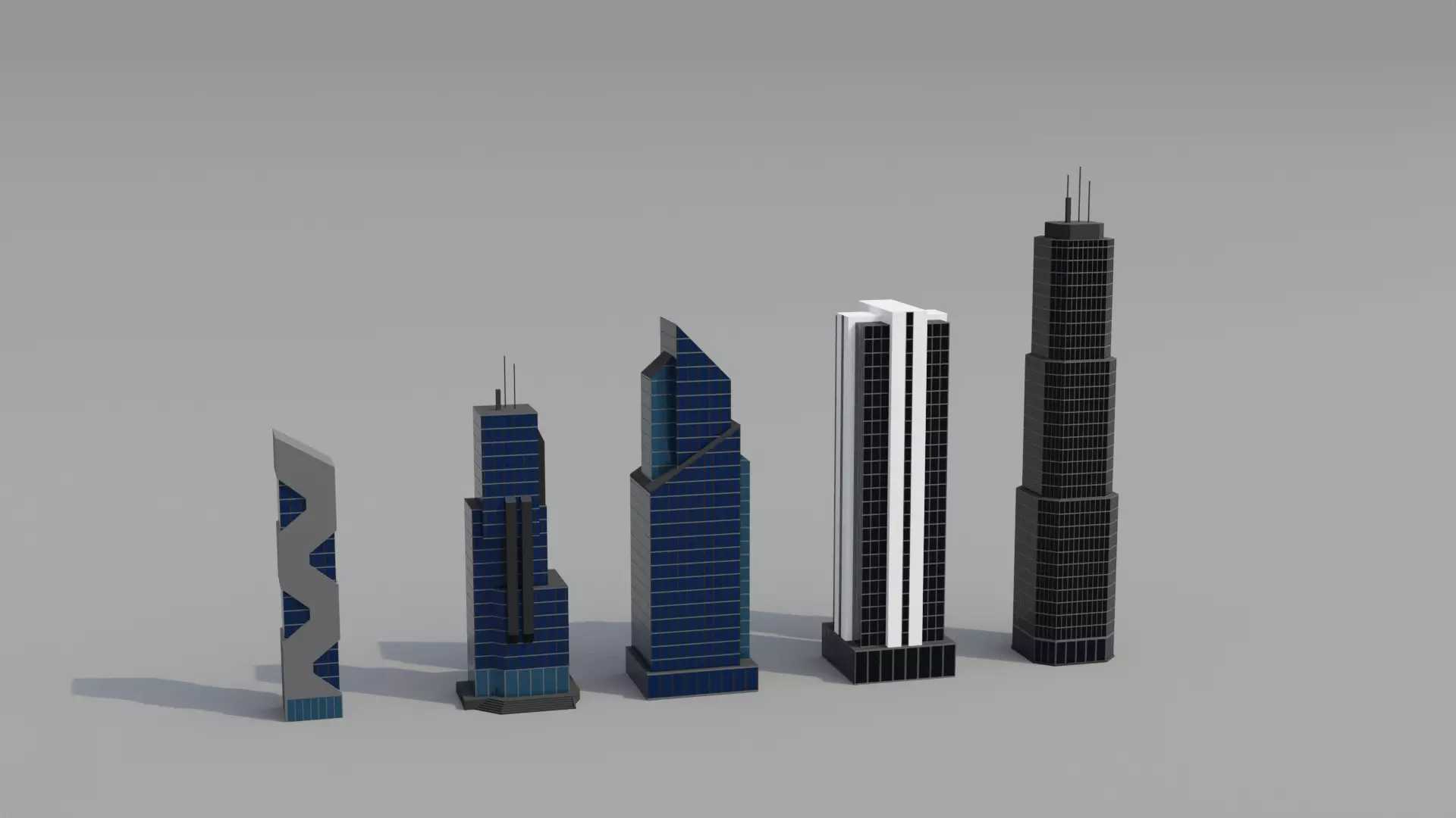 Low poly Buildings Pack Low-poly 3D model_0