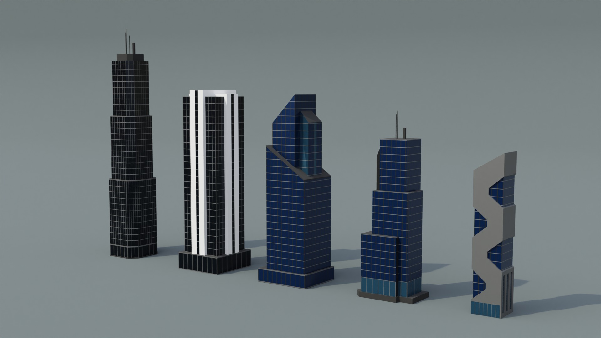 Low poly Buildings Pack Low-poly 3D model_2