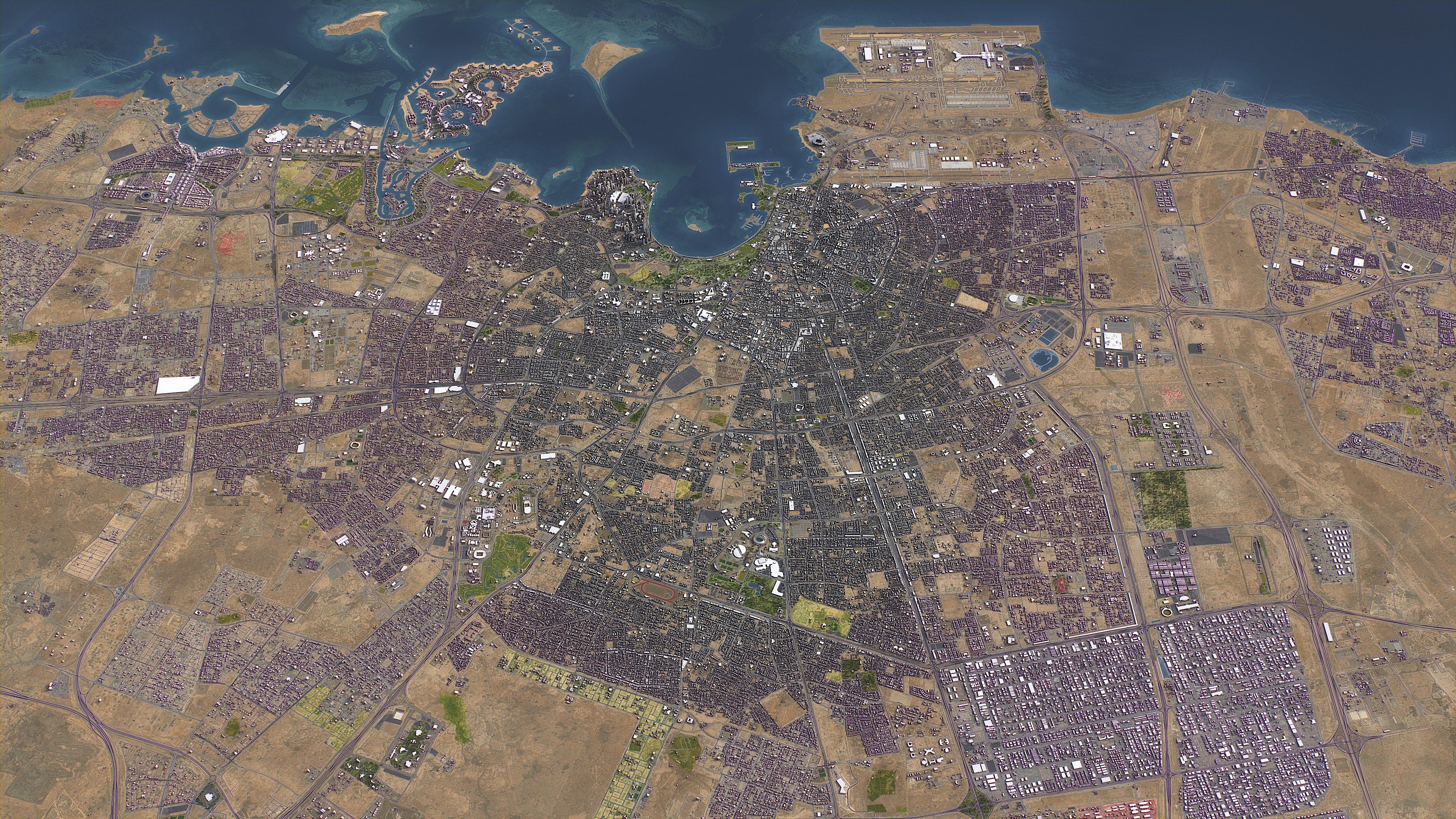 Doha - 3D City Topography Terrain 3D Model Collection_1