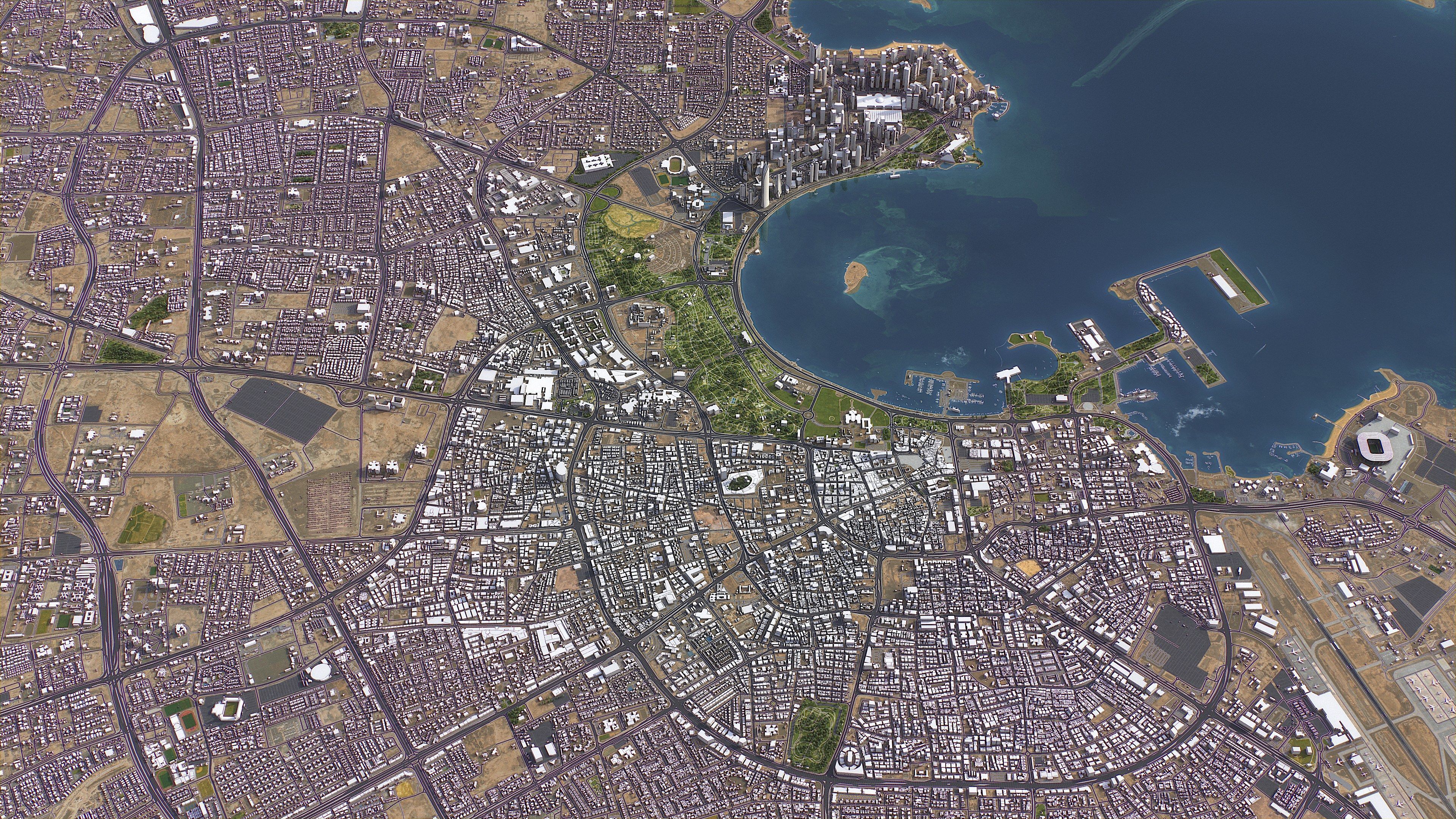 Doha - 3D City Topography Terrain 3D Model Collection_21