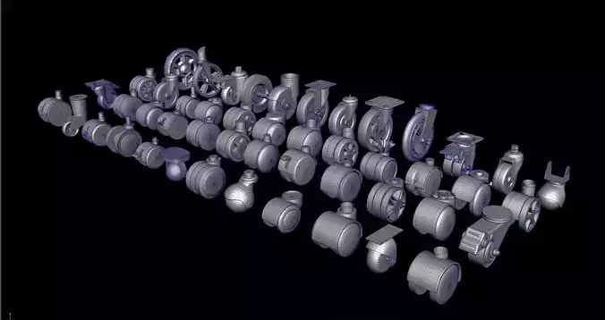 Chair wheels collection Low-poly 3D model