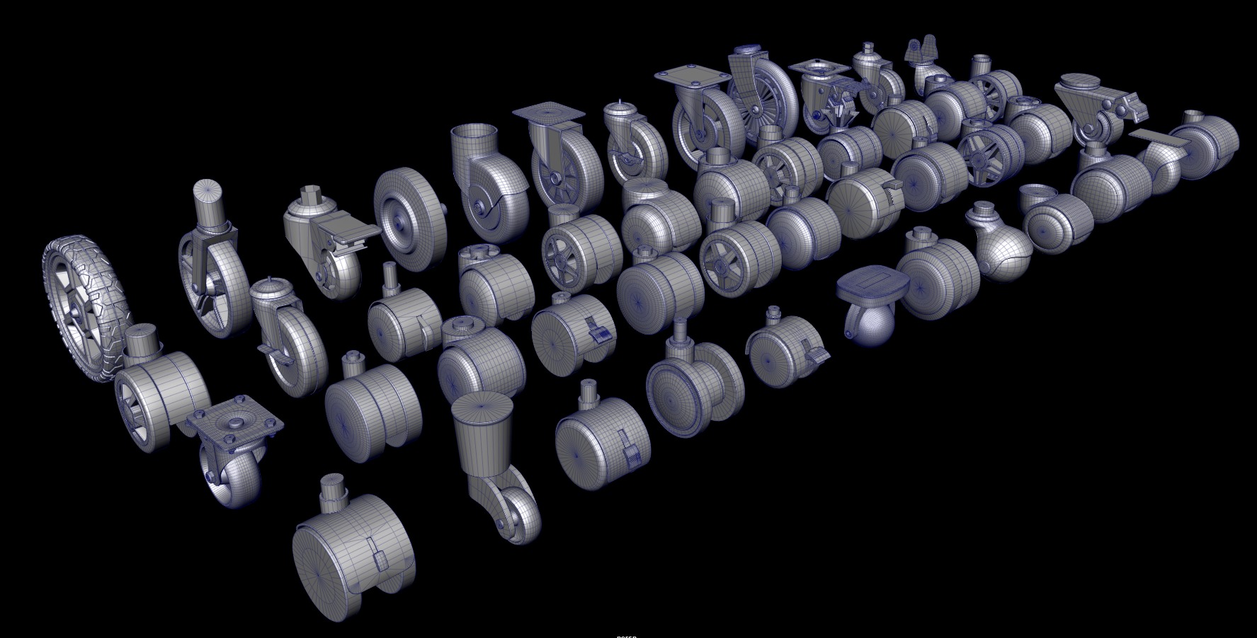 Chair wheels collection Low-poly 3D model_2