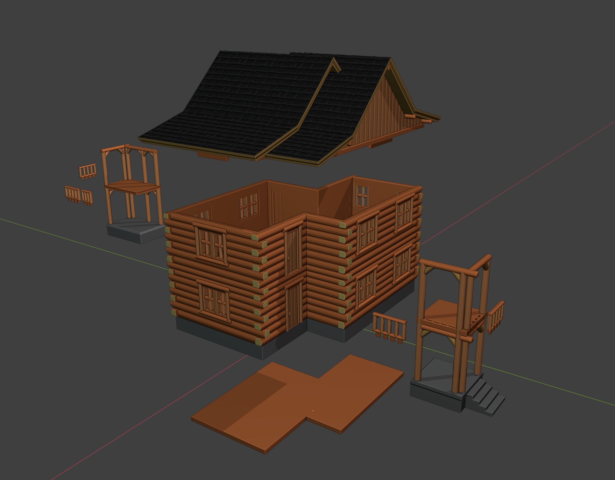 Model Railway HO Scale Wooden Cottage for miniatures and models 3D print model_10