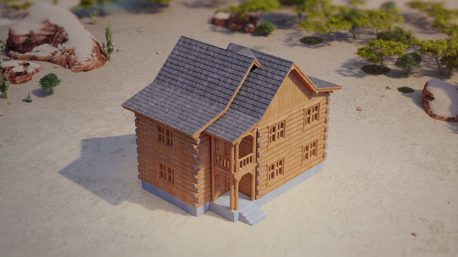 Model Railway HO Scale Wooden Cottage for miniatures and models 3D print model_2