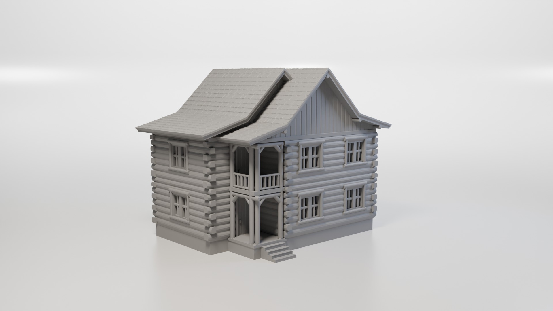 Model Railway HO Scale Wooden Cottage for miniatures and models 3D print model_1