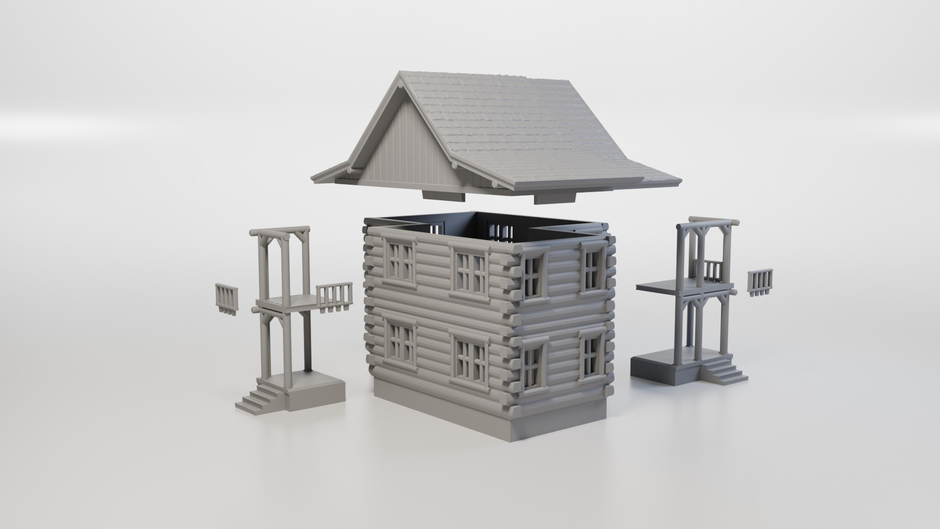 Model Railway HO Scale Wooden Cottage for miniatures and models 3D print model_4