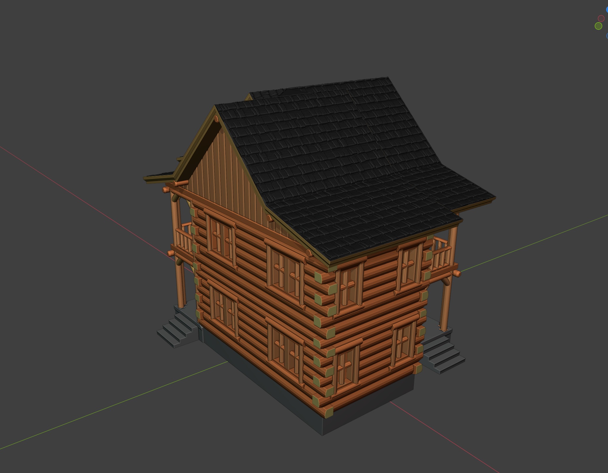 Model Railway HO Scale Wooden Cottage for miniatures and models 3D print model_7