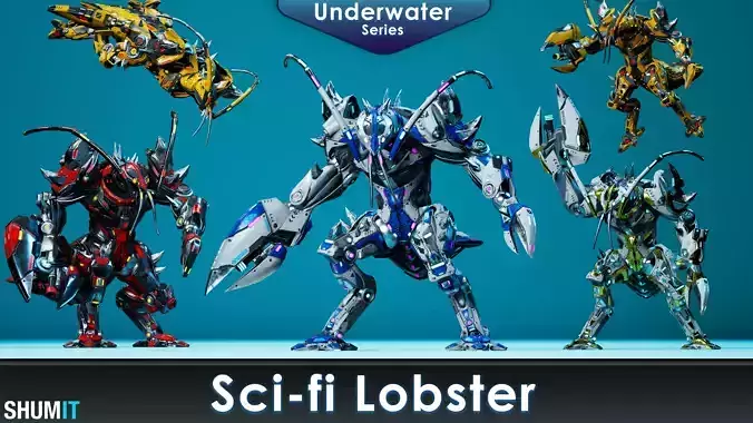 Sci-Fi Lobster Low-poly 3D model