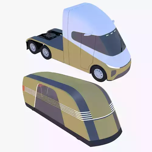 Future semitruck and Tesla Robovan 3D Model Collection