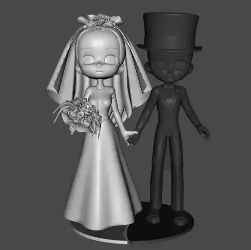 Bride and Groom cake top 3D print model