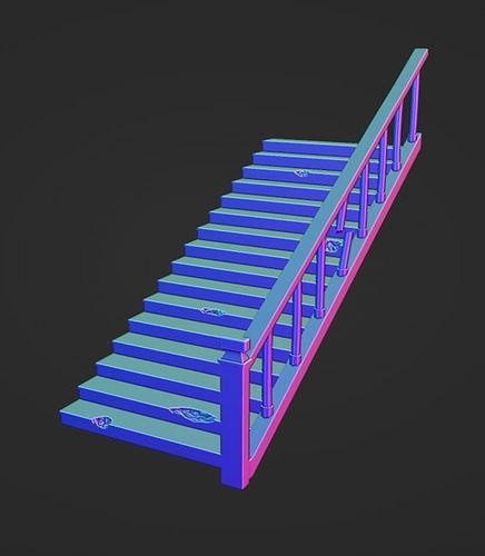 Staircase Model - Low Poly Rustic Staircase Model Low-poly 3D model