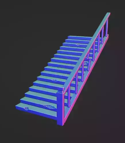 Staircase Model - Low Poly Rustic Staircase Model