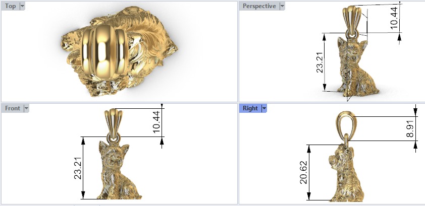 Dog Yorkshire Terrier Pendant  3D print model_14