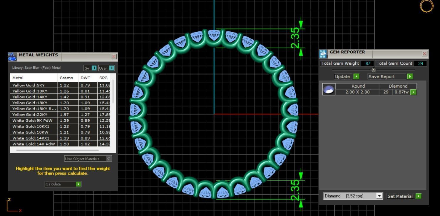 U Shaped Eternity Ring 2mm stone size swiss 11 and EU51 3D print model_2