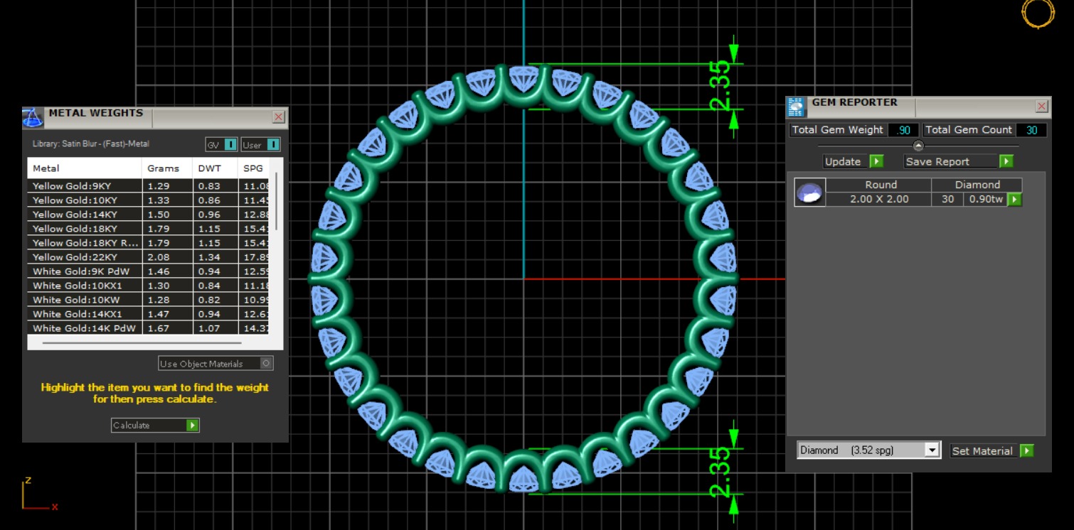 U Shaped Eternity Ring 2mm stone size swiss 15 and EU55 3D print model_2