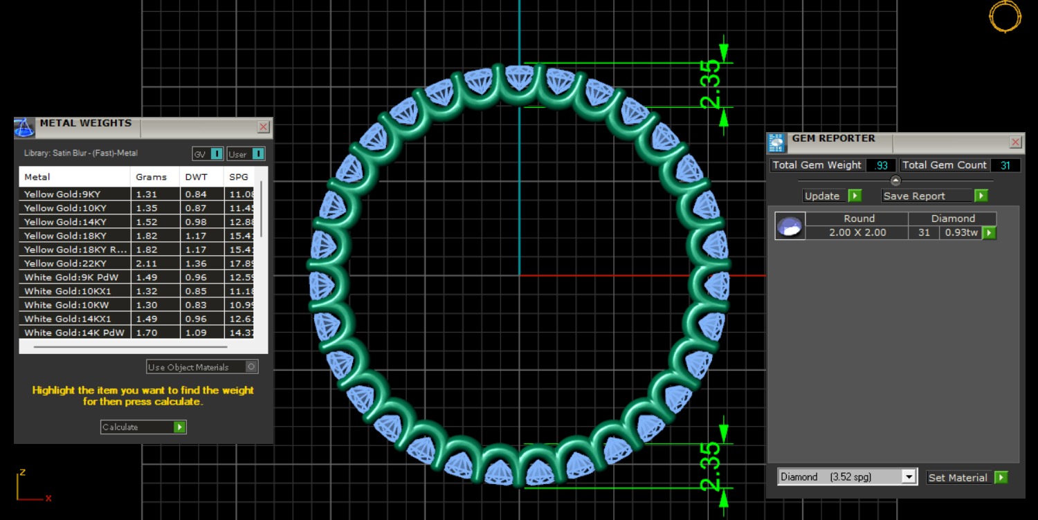 U Shaped Eternity Ring 2mm stone size swiss 16 and EU56 3D print model_2