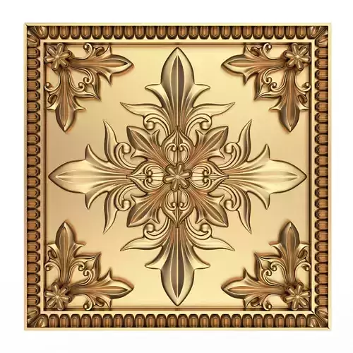 Carved Tile 03 Low-poly 3D model