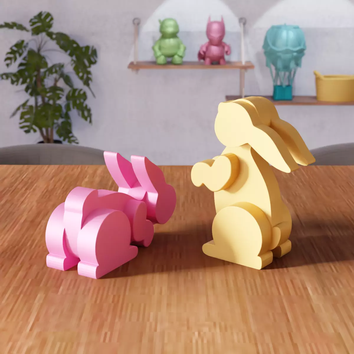 Couple Easter Bunny - 333 3D print model_2