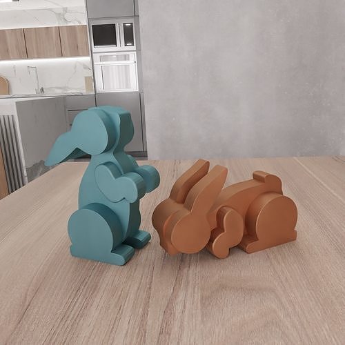 Couple Easter Bunny Figures 3D print model