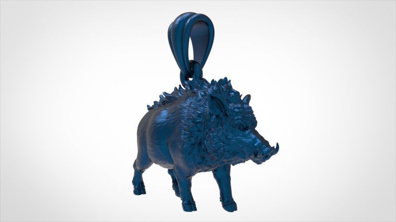 Wild boar pendant 3D print model_34