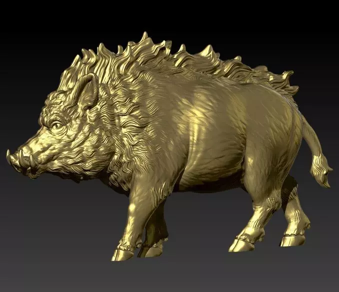 Wild boar pendant 3D print model_0