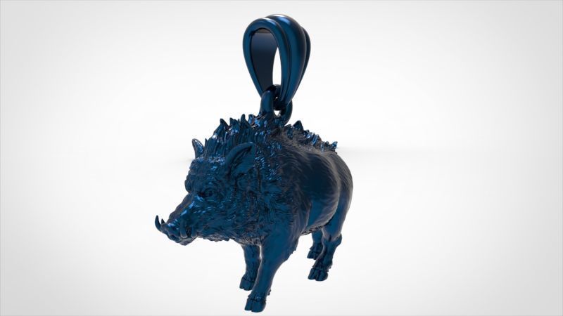 Wild boar pendant 3D print model_33
