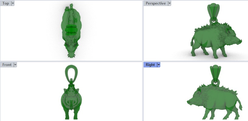 Wild boar pendant 3D print model_38