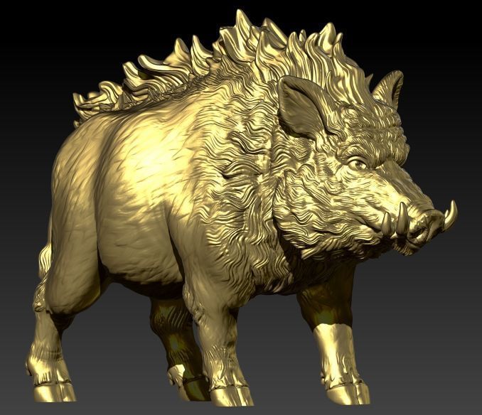 Wild boar pendant 3D print model_12