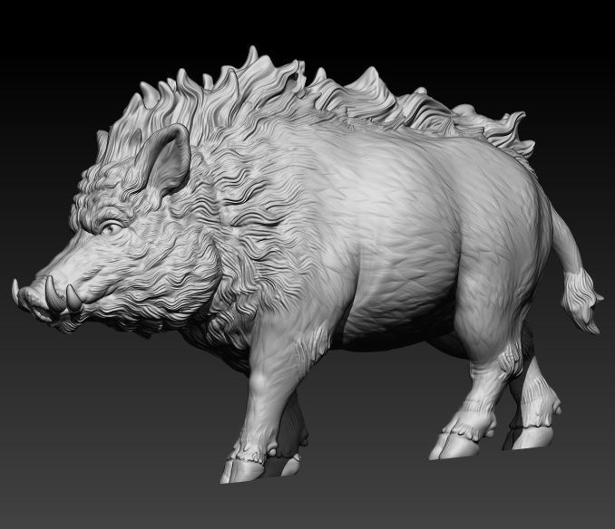 Wild boar pendant 3D print model_13