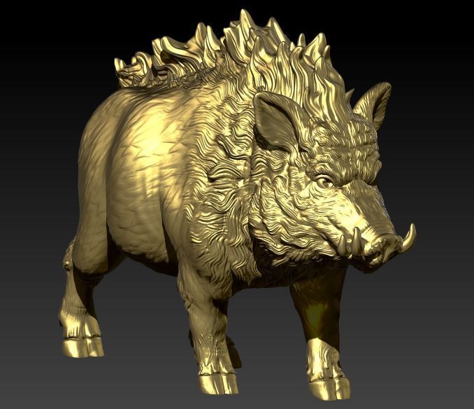 Wild boar pendant 3D print model_8