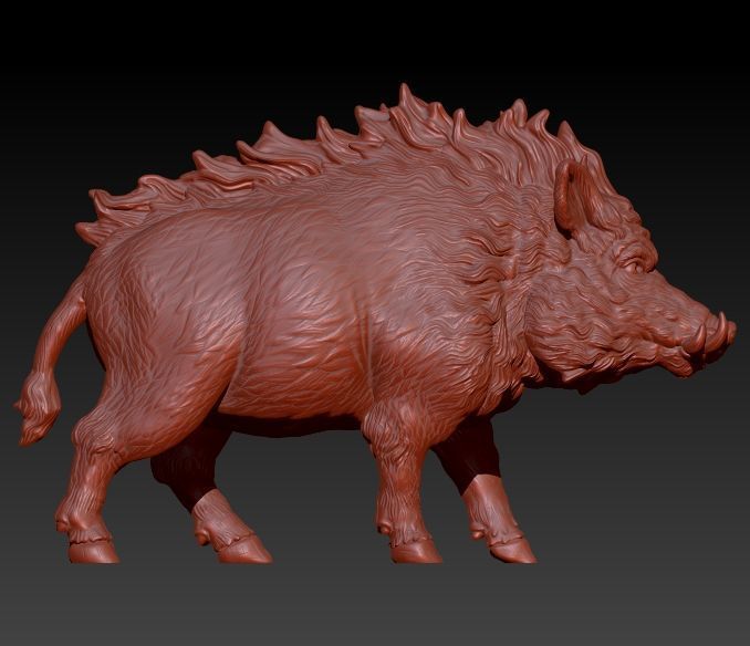 Wild boar pendant 3D print model_4