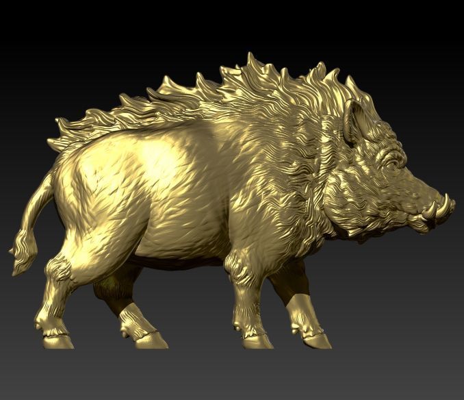 Wild boar pendant 3D print model_11