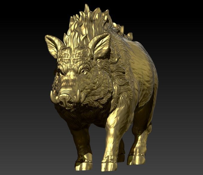 Wild boar pendant 3D print model_2