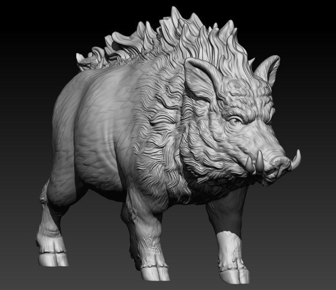 Wild boar pendant 3D print model_3