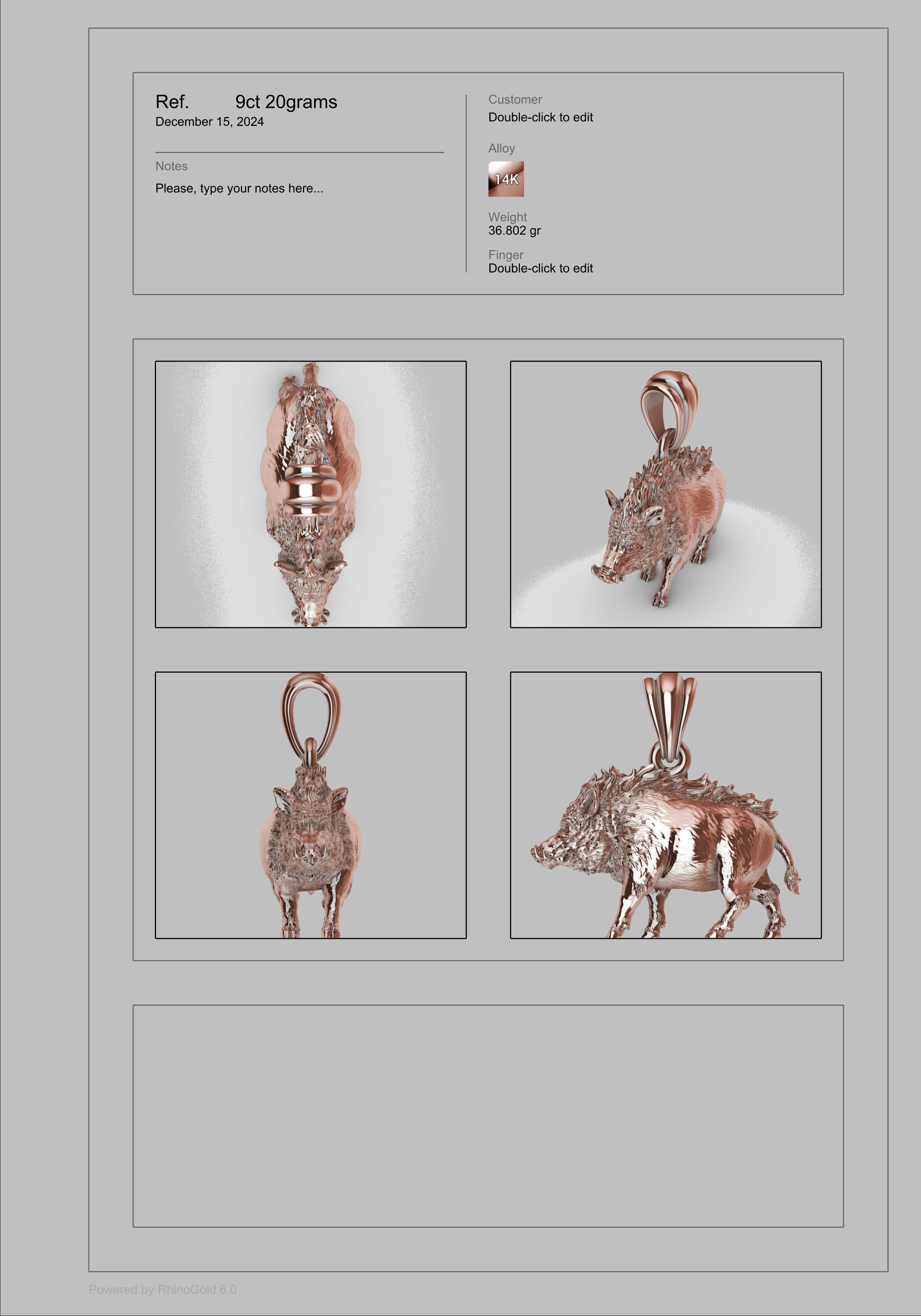 Wild boar pendant 3D print model_35