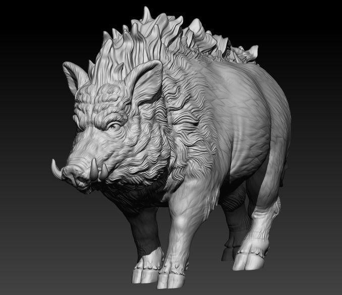 Wild boar pendant 3D print model_10