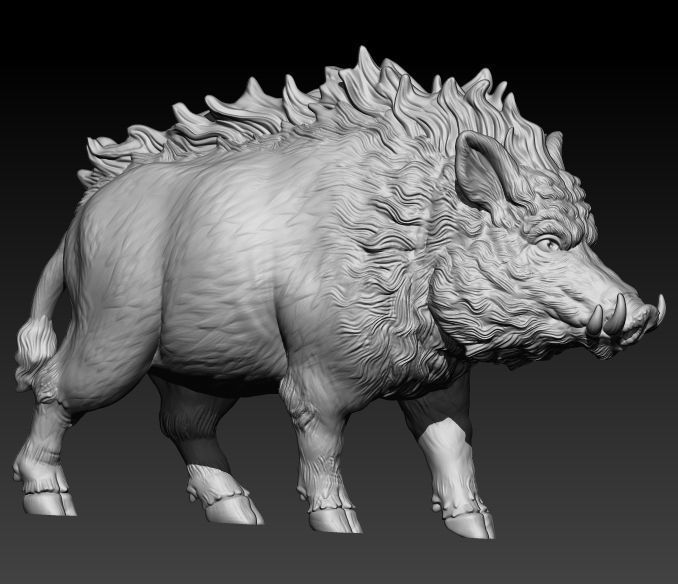 Wild boar pendant 3D print model_39