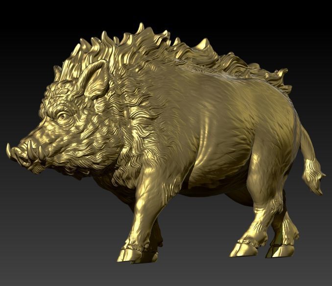 Wild boar pendant 3D print model_9