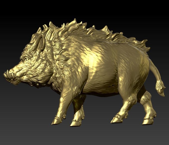 Wild boar pendant 3D print model_6