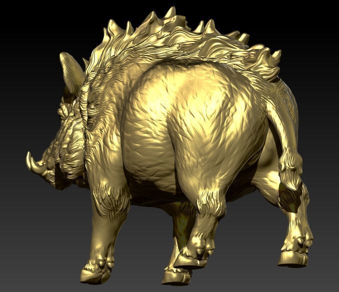Wild boar pendant 3D print model_7