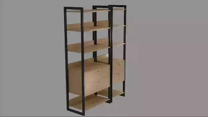 Industrial Bookshelf 4 Drawers 5 Shelves