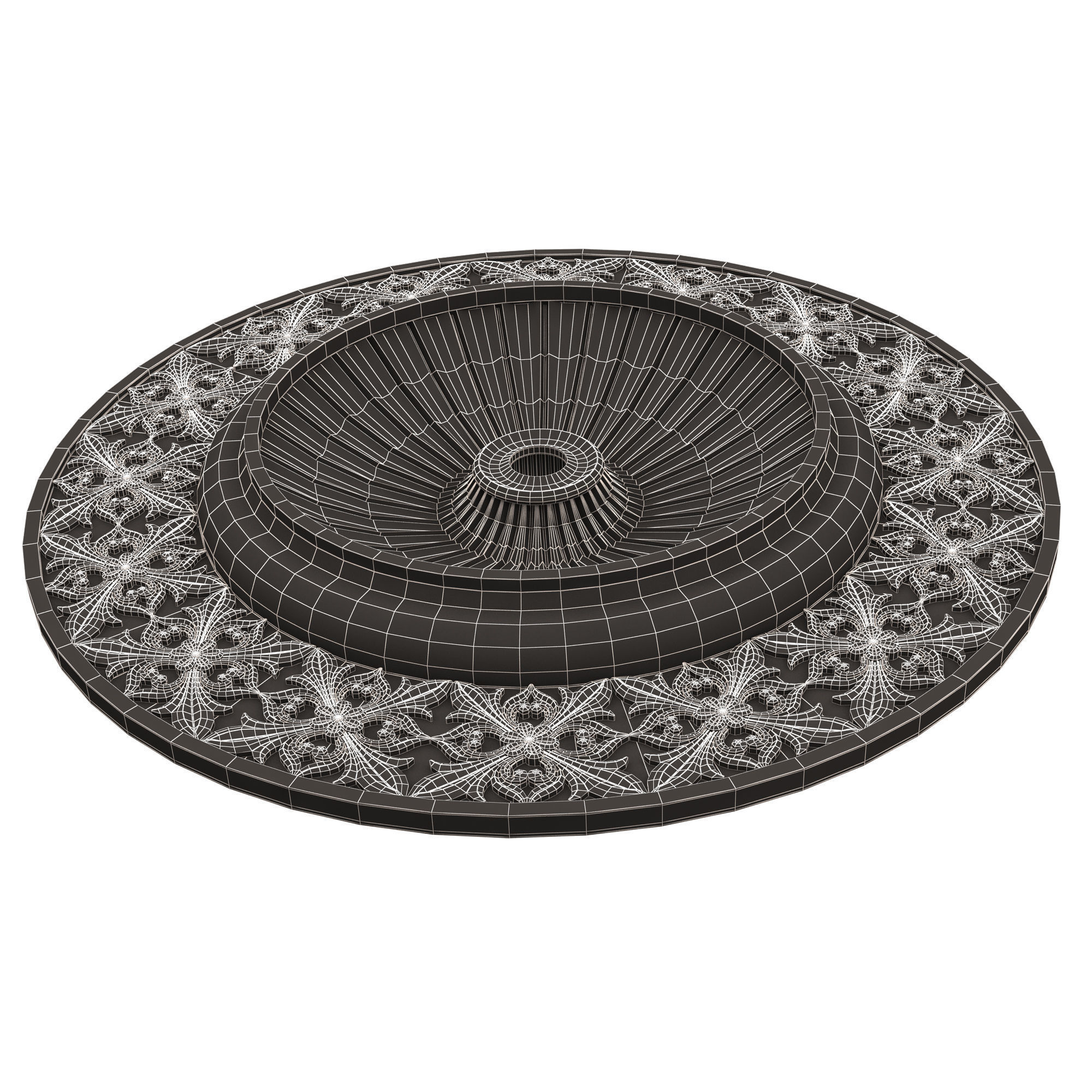 Ceiling Rosette 012 Low-poly 3D model_9