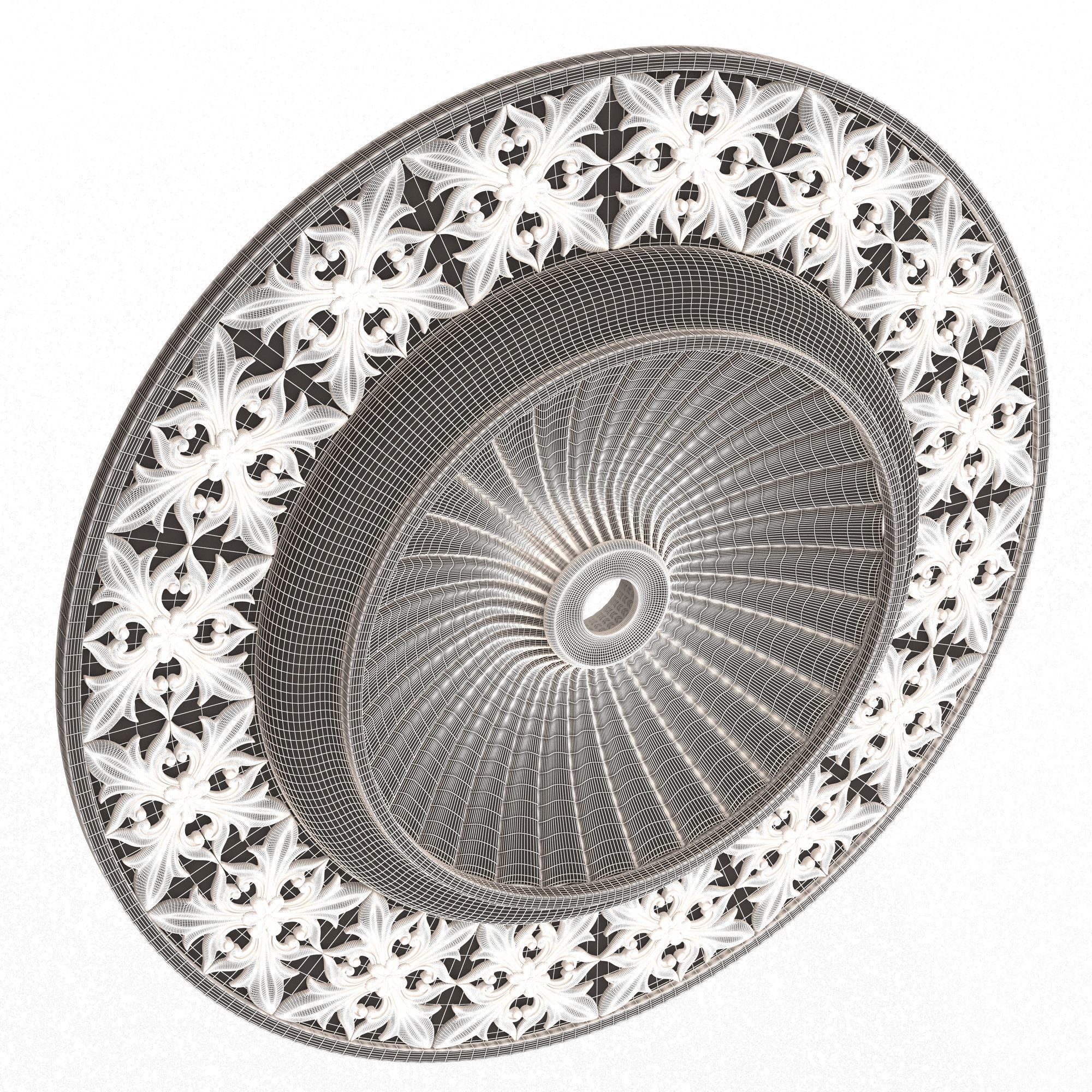 Ceiling Rosette 012 Low-poly 3D model_10