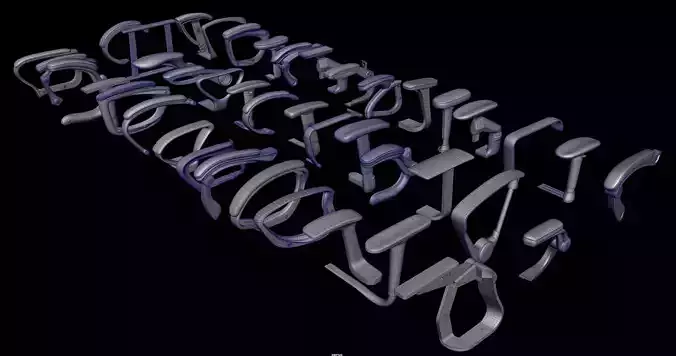 Chair armrests collection Low-poly 3D model
