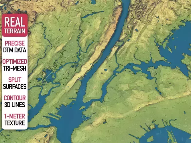 New York - Topography Terrain Low-poly 3D model
