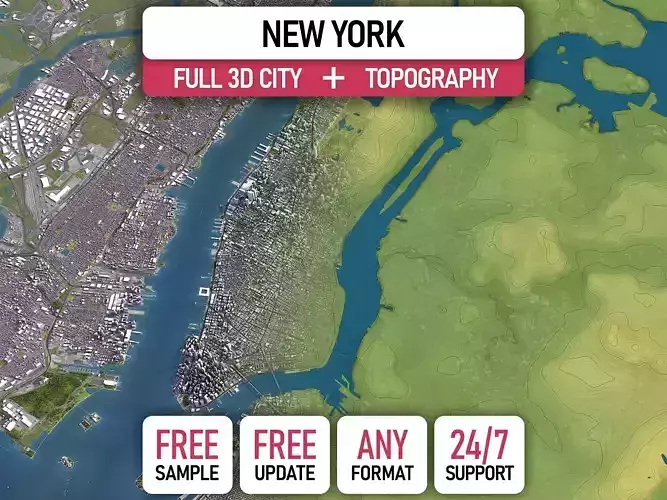 New York - 3D City Topography Terrain 3D Model Collection