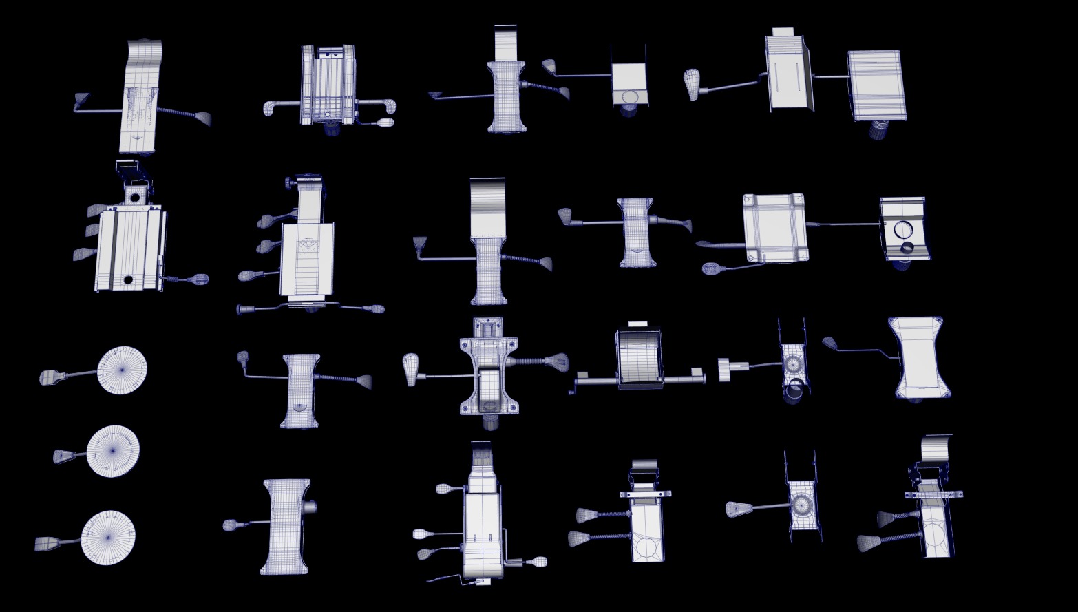 Chair levers collections Low-poly 3D model_1