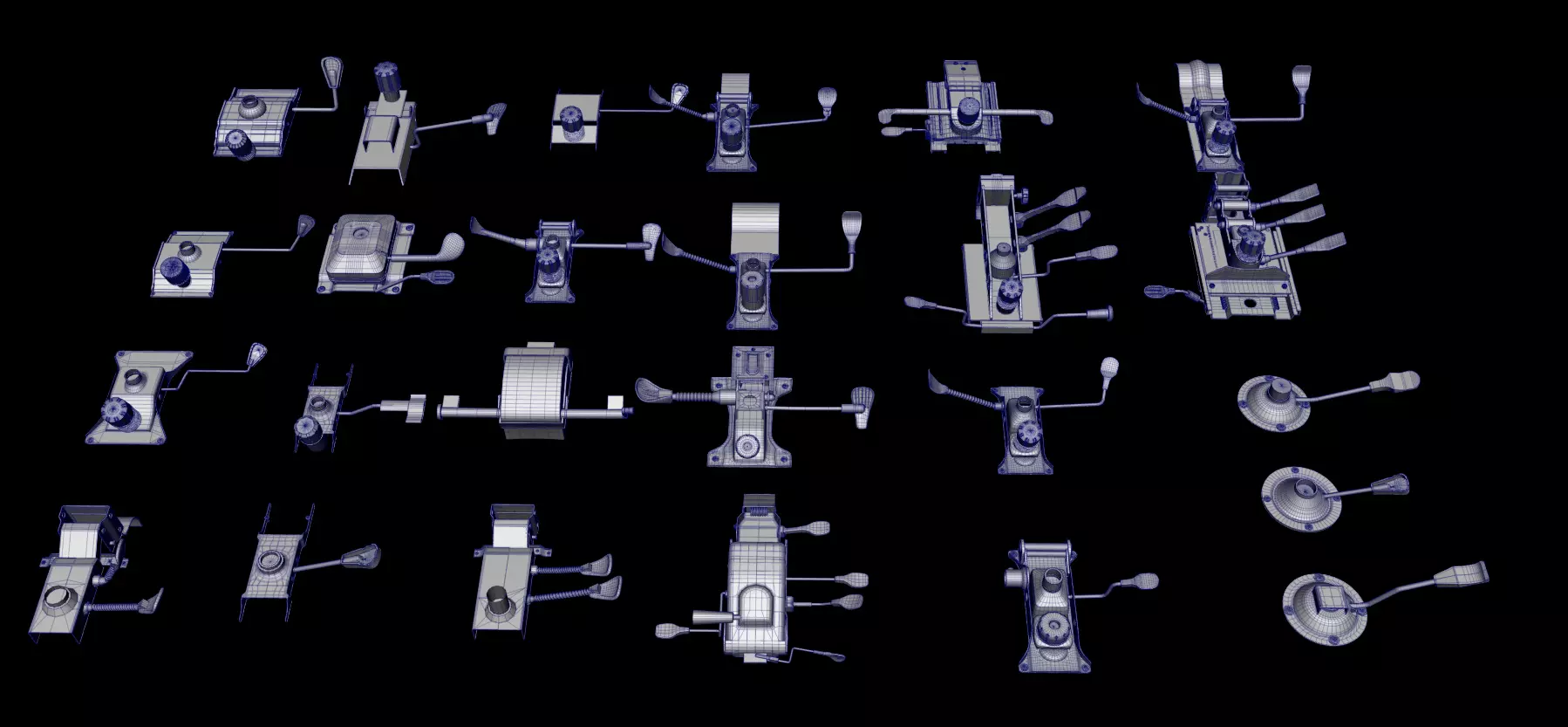 Chair levers collections Low-poly 3D model_0