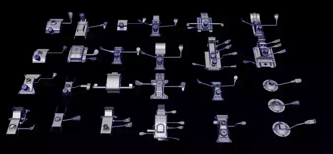 Chair levers collections Low-poly 3D model