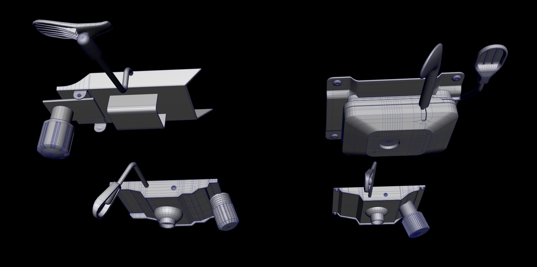 Chair levers collections Low-poly 3D model_5